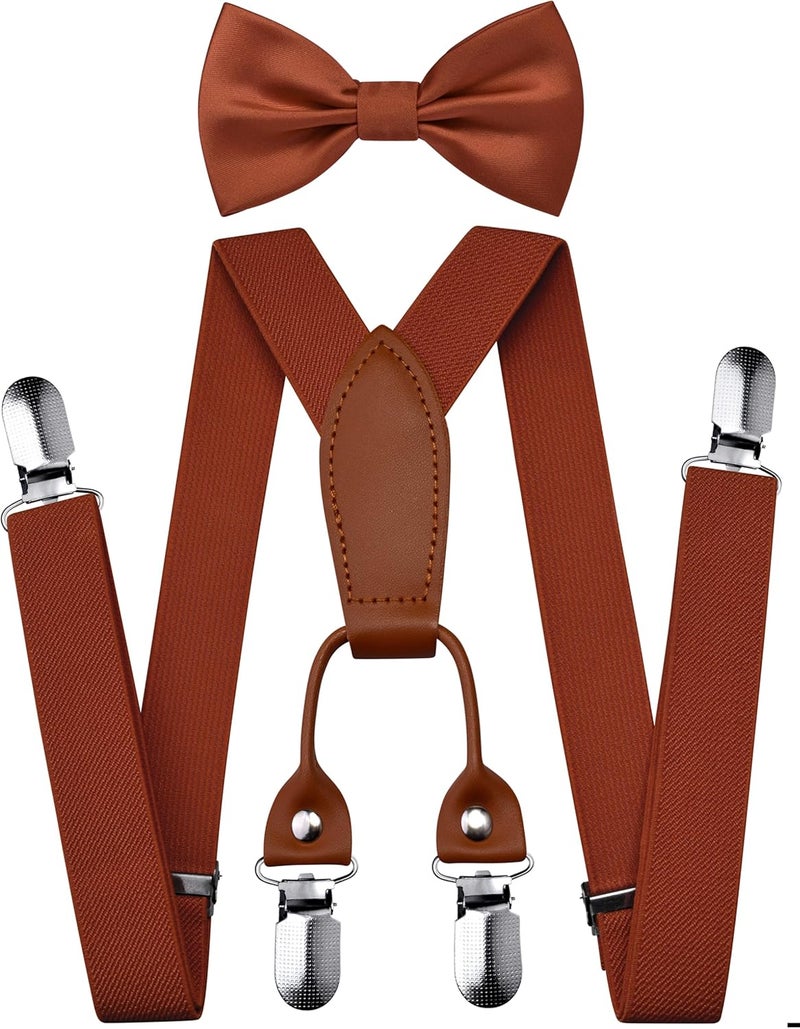 Branduce Adjustable Baby Boy Pre-tied Bow Tie and Suspenders Set Kids Y Back Suspenders with 4 Strong Clips - Image 1